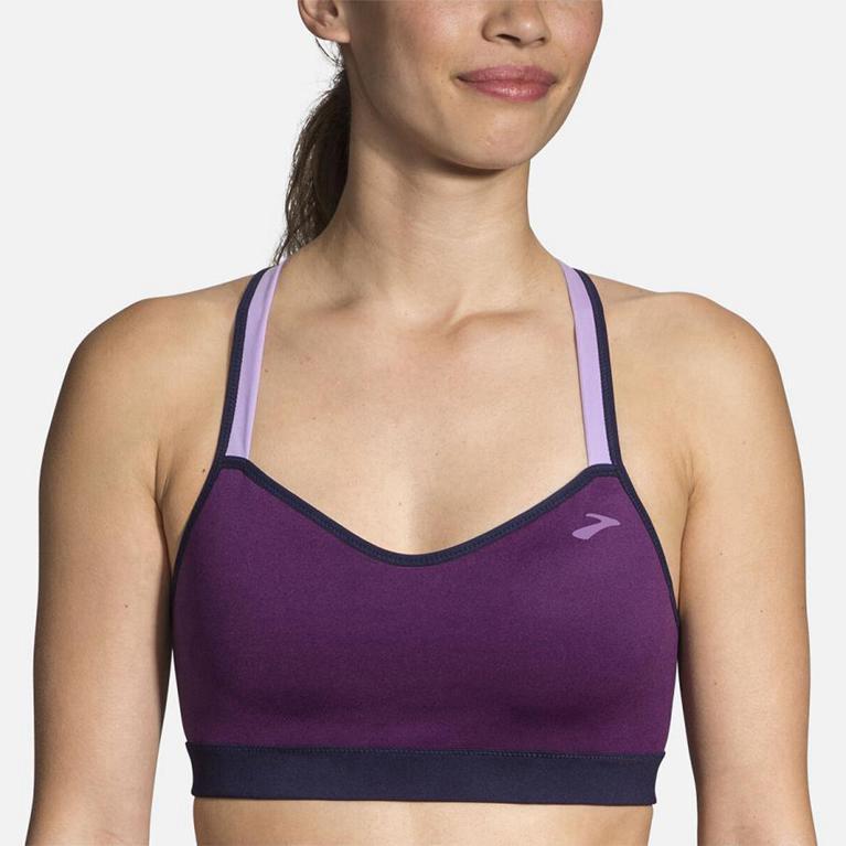 Brooks Uprise Crossback Running Bra - Women's - Purple (46517-YLKZ)